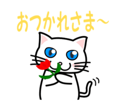 It is a basic set of white cat. sticker #13283658