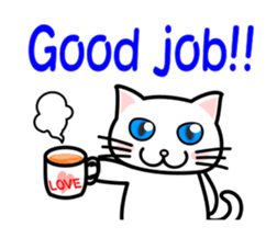 It is a basic set of white cat. sticker #13283659