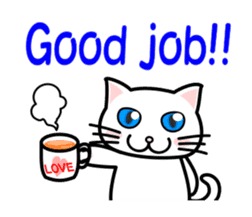 It is a basic set of white cat. sticker #13283659