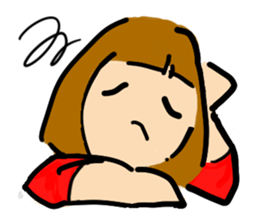 Simple bobbed hair girl sticker #13286024