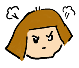 Simple bobbed hair girl sticker #13286028