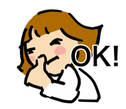 Simple bobbed hair girl sticker #13286030