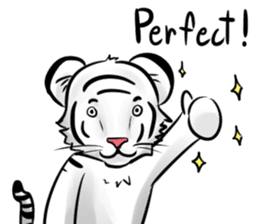 Smiling white tiger (English version) sticker #13286816