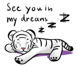 Smiling white tiger (English version) sticker #13286821
