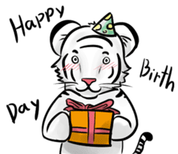 Smiling white tiger (English version) sticker #13286823