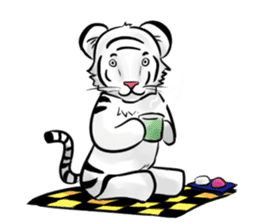 Smiling white tiger (English version) sticker #13286831
