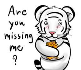 Smiling white tiger (English version) sticker #13286844