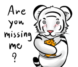 Smiling white tiger (English version) sticker #13286844