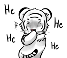 Smiling white tiger (English version) sticker #13286846