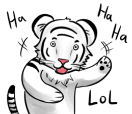 Smiling white tiger (English version) sticker #13286847