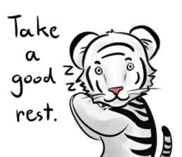 Smiling white tiger (English version) sticker #13286850