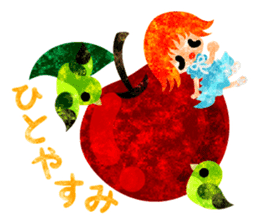 Pretty little people and apples sticker #13287835