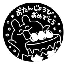 white&black&rabbit sticker sticker #13289774