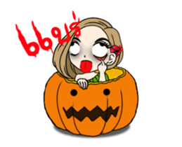 Happy Halloween with 2 cute ghosts sticker #13292995