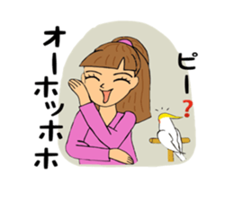 Parakeet and lady sticker #13297388