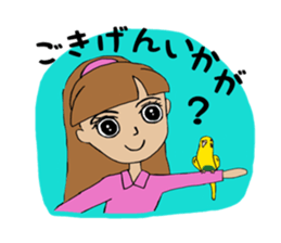 Parakeet and lady sticker #13297402
