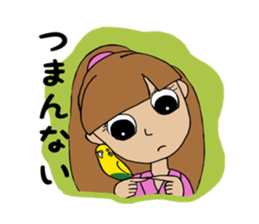 Parakeet and lady sticker #13297404