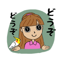 Parakeet and lady sticker #13297406