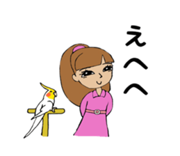 Parakeet and lady sticker #13297409