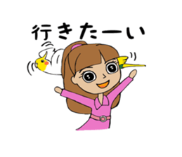 Parakeet and lady sticker #13297413