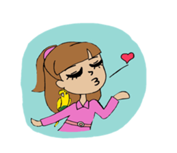 Parakeet and lady sticker #13297414