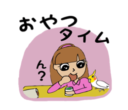 Parakeet and lady sticker #13297416