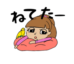 Parakeet and lady sticker #13297417