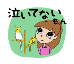 Parakeet and lady sticker #13297418