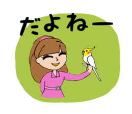 Parakeet and lady sticker #13297419