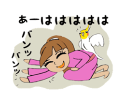 Parakeet and lady sticker #13297421