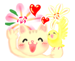 Cat and Bird friends sticker #13300194