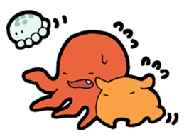 Octopus and jellyfish sticker #13316855