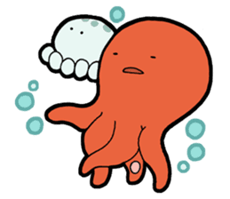 Octopus and jellyfish sticker #13316868