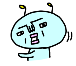 Cute blue alien sticker #13344475