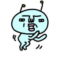 Cute blue alien sticker #13344480
