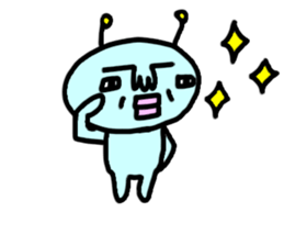 Cute blue alien sticker #13344481