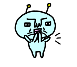 Cute blue alien sticker #13344482