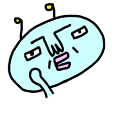 Cute blue alien sticker #13344498