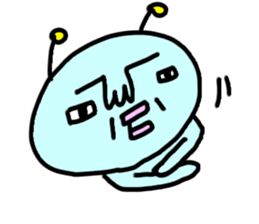 Cute blue alien sticker #13344502
