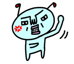 Cute blue alien sticker #13344504