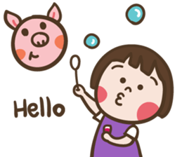 Naughty girl Judy & peach pig sticker #13357363