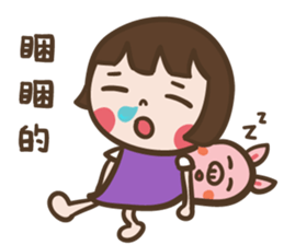 Naughty girl Judy & peach pig sticker #13357370