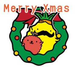 Funny pineapple & Lychee's winter sticker #13370564