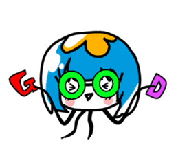 Jellyfish-chan and bell-kun of Cat.No,1 sticker #13373729