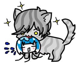 Jellyfish-chan and bell-kun of Cat.No,1 sticker #13373732