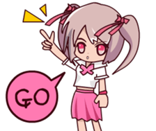 Lucy Girl Pink twin tail sticker #13376449