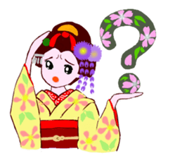 Colorful kimono beauty Fall New Year Hen sticker #13377960
