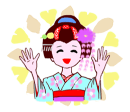 Colorful kimono beauty Fall New Year Hen sticker #13377961