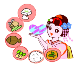 Colorful kimono beauty Fall New Year Hen sticker #13377963