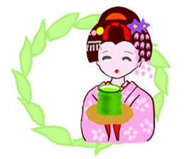 Colorful kimono beauty Fall New Year Hen sticker #13377964